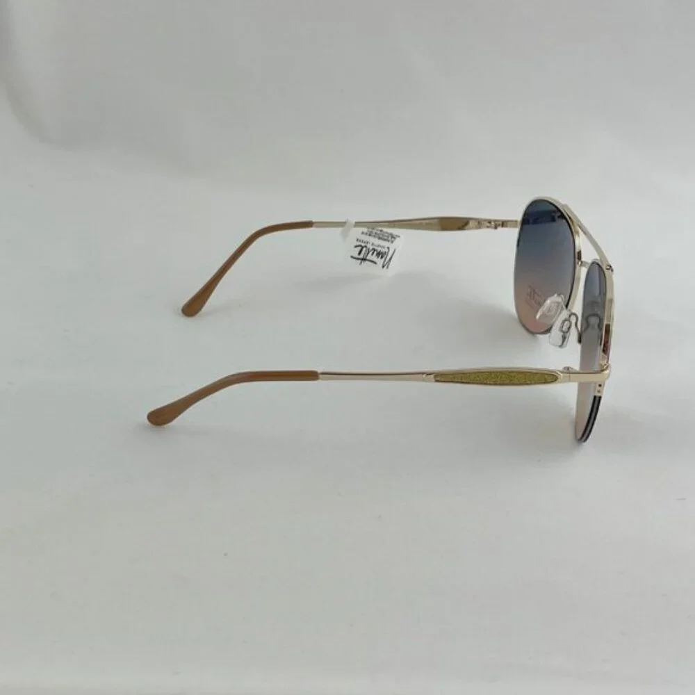 Nanette Aviator Sunglasses Gold & Beige Glitter
